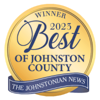 Best of Johnston County Winner badge with ribbon